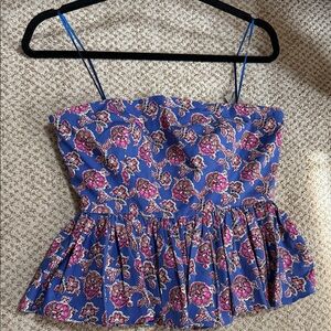 J. Crew Collection Floral Blue and Pink Women's Top